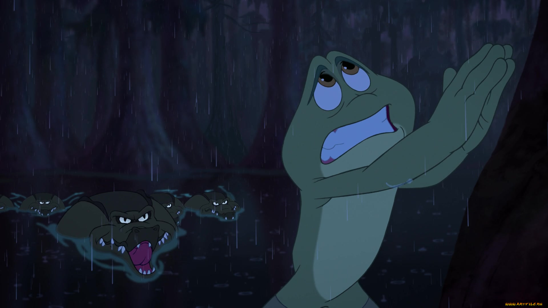 Принцесса и лягушка мультфильм 2009 крокодил